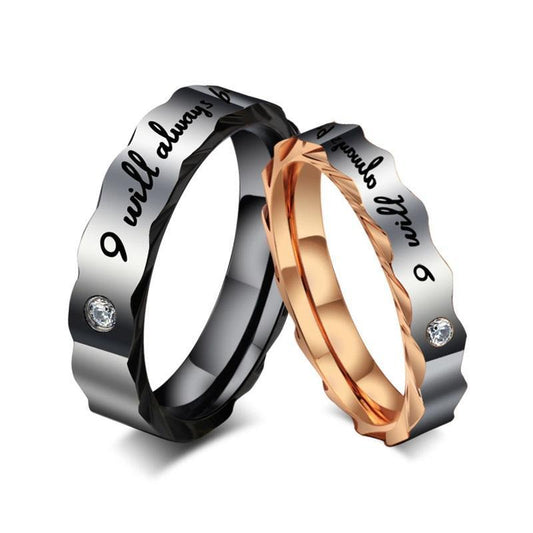 His and Hers "I will always be with you" Stainless Steel Wedding Ring - Innovato Store