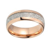 Tungsten Wedding Band Rose Gold Plated Meteorite Inlay Ring