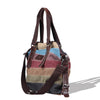 Striped Vintage Canvas Rainbow Beach Tote Handbag & Shoulder Bag