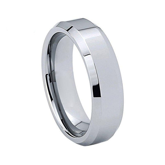Slim 6mm Silver Coated Well Polished Tungsten Carbide Wedding Ring