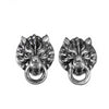 Steampunk Vintage 925 Sterling Silver Wolf Head Gothic Earrings