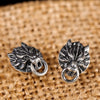 Steampunk Vintage 925 Sterling Silver Wolf Head Gothic Earrings