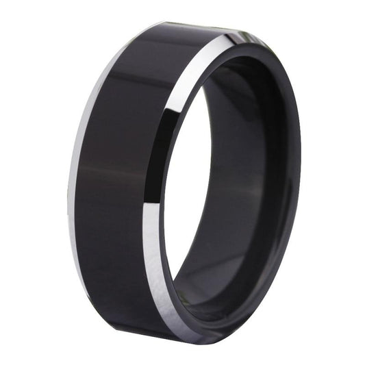 8mm Shiny Classic Black Tungsten Carbide Wedding Band