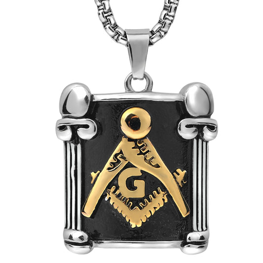 Tricolor Masonic Pendant Necklace for Men
