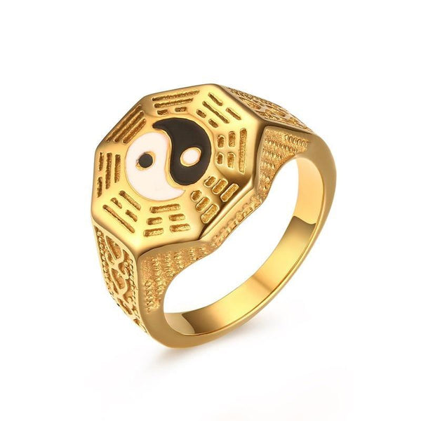 Yin and Yan Stainless Steel Gold Plated Ring