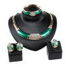 Rhinestone Green Necklace, Bracelet, Earrings & Ring Jewelry Set