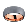 Black Brushed Tungsten Carbide with Shiny Edges and Rose Gold Plated Tungsten Interior Band - Innovato Store