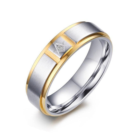6mm Freemason Gold and Silver Coated Stainless Steel Rings - Innovato Store