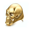 Full Skull Black & Gold Stainless Steel Biker Ring - Innovato Store