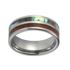 Intricate Abalone Shell and Koa Wood Inlay Tungsten Wedding Ring - Innovato Store