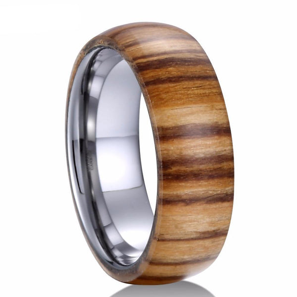 8mm Dome Shaped Wood Ring with Silver Plated Inner - Innovato Store