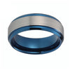 8mm Blue Stepped up Tungsten Carbide with Silver Brushed Matte Center Ring - Innovato Store