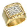 Hip Hop Micro Pave Ring with Multiple Rhinestones for Men Gold Plated - Innovato Store