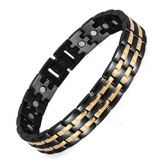 Golden and Matte Black Chain Link Bracelet for Men