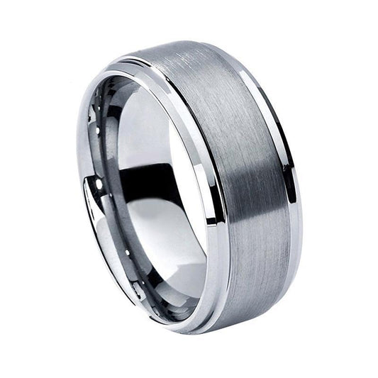 8mm White Silver Coated Tungsten Carbide Brushed Matte Ring - Innovato Store