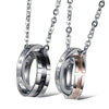Stainless Steel Double Ring Pendant Necklace for Couples