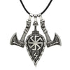 Silver Plated Viking Axe and Shield Pendant Necklace