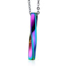 Multicolored Rainbow Prismatic Twisted Bar Pendant Necklace