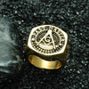 Past Master Masonic Signet Gold Color Titanium Stainless Steel Ring for Men