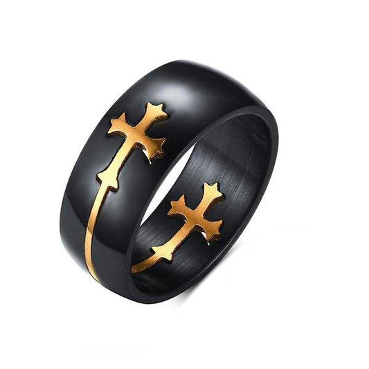 Cute Black Dome Shape Removable Double Cross Ring - Innovato Store