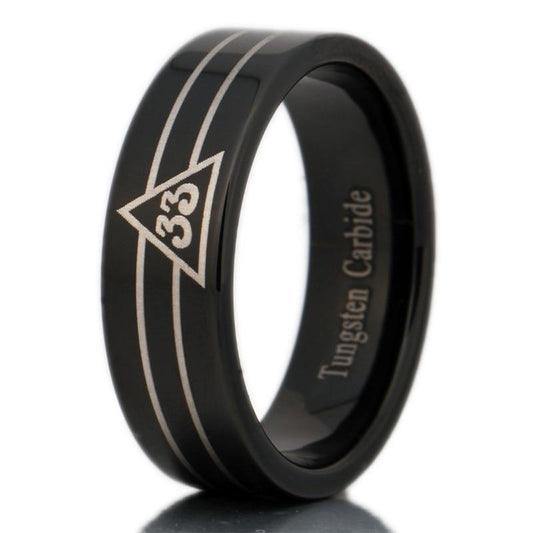 33rd Degree Masonic Tungsten Carbide Wedding Band