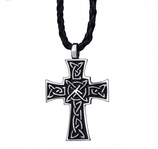 Men’s Silver Celtic Knot Cross Pendant Necklace