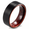 8mm Black Plated Tungsten Ring for Men with Red Wood Inner Piece Decoration - Innovato Store