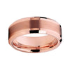 Rose Gold Plated Tungsten Carbide Metal with Brushed Matte Center Wedding Ring