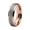 Unisex Gold Color Stepped Beveled Edges with Silver Matte Center and Rose Gold Tungsten Wedding Band
