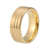 Simple Gold Pipe Cut Matte Brushed Tungsten Wedding Band