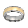 8mm Two-Tone Silver and Gold Plated Grooved, Domed Shape Tungsten Carbide Ring - Innovato Store
