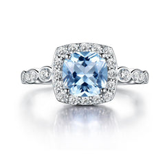 925 Sterling Silver with Aquamarine Blue Cubic Zirconia Topaz and Crystals Inset Women’s Wedding Ring - Innovato Store