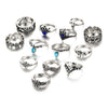 Antique Retro Bohemian Set of 13 Rings for Women with Flower and Geometric Design and Blue Tone Rhinestone - Innovato Store