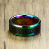 8mm Multi-Color Plated Tungsten Carbide with Carbon Fiber Inlay Wedding Ring - Innovato Store