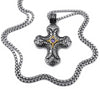 Silver Cross with Red or Purple Cubic Zirconia Pendant Necklace