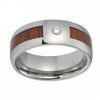 8mm Silver Polished Tungsten Carbide with Wood Inlay and White Crystal Gem Stone Ring - Innovato Store