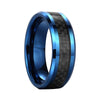 8mm Blue Coated Tungsten Carbide with Elegant Black Basket Weave Pattern Inlay Ring - Innovato Store