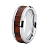 8mm White Silver-Plated Tungsten Carbide with Wood Inlay Wedding Ring - Innovato Store