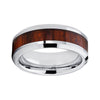 8mm White Silver-Plated Tungsten Carbide with Wood Inlay Wedding Ring - Innovato Store