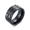 Black Titanium Ring with Double Groove and Wire Cable with Clip wedding Band - Innovato Store