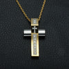 Gold and Silver Murano Glass Cross Pendant Necklace Christian Jewelry