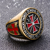 Antique Stainless Steel with Silver, Black and Red Tone Detailing Unisex Knight Templar Cross Wedding Band - Innovato Store