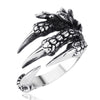 Silver Tone Copper Gothic Ring for Women and Men with Dragon Claw Design and Dragon Skin Pattern