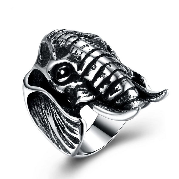 Titanium Elephant Head Ring for Men and Women