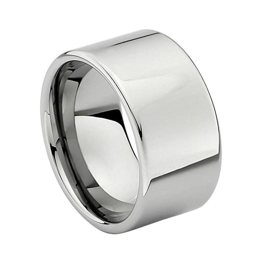 12mm Large Men Silver Plater Tungsten Wedding Engagement Band - Innovato Store