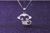 925 Sterling Silver Monkey with Cubic Zirconia Pendant Necklace Women’s Jewelry