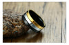 Three-In-One Black Silver Gold Plated Stainless Steel Ring