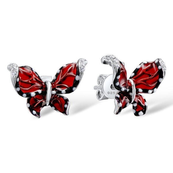 Butterfly Cubic Zirconia Stud Earrings 925 Sterling Silver Women’s Jewelry