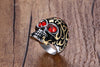 32mm Retro Triple Toned Stainless Steel with Red Crimson Crystals Men’s Skull Ring - Innovato Store