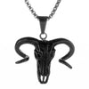 Gothic Stainless Steel Silver Plated Sheep Head Pendant Necklace for Men
